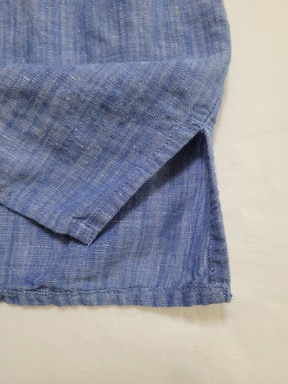 Talbots Embroidered Linen Blend Tropical Top Cap Sleeve Blue Floral Beachy Large - Picture 7 of 9
